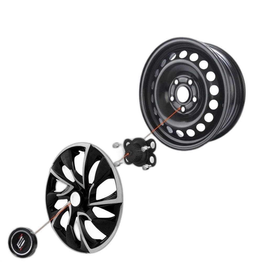 Jogo Calota Aro 13 Nitro X Black Silver Esportiva Preto