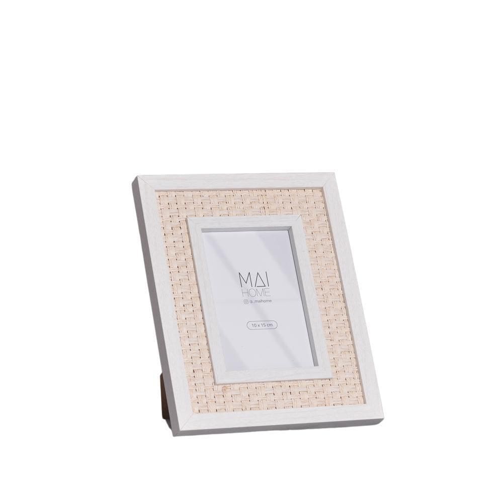 Porta Retrato Hana Branco/Palha 10X15 Mdf