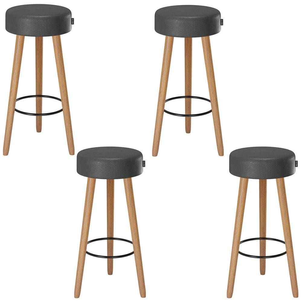 Kit 4 Banquetas Alta Estofada 70 cm Pés Palito P/ Área Gourmet Bancada Cozinha Churrasqueira Londres