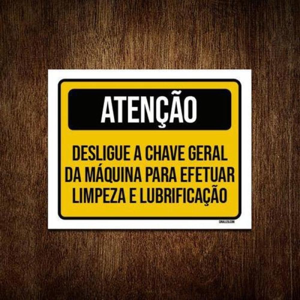 Kit 3 Placas Atenção Desligue Chave Geral Limpeza