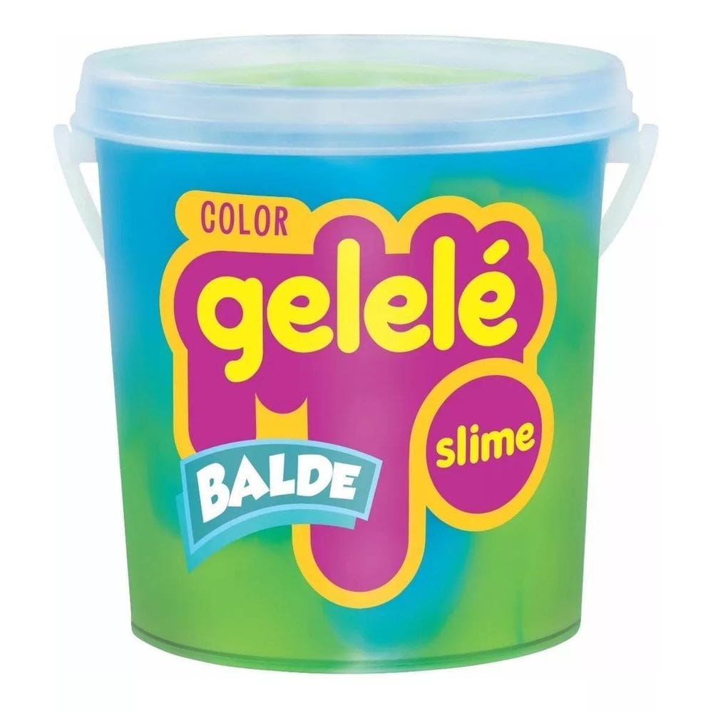 Balde Slime Color Gelelé Doce Brinquedo 457G 2 Cores Azul E