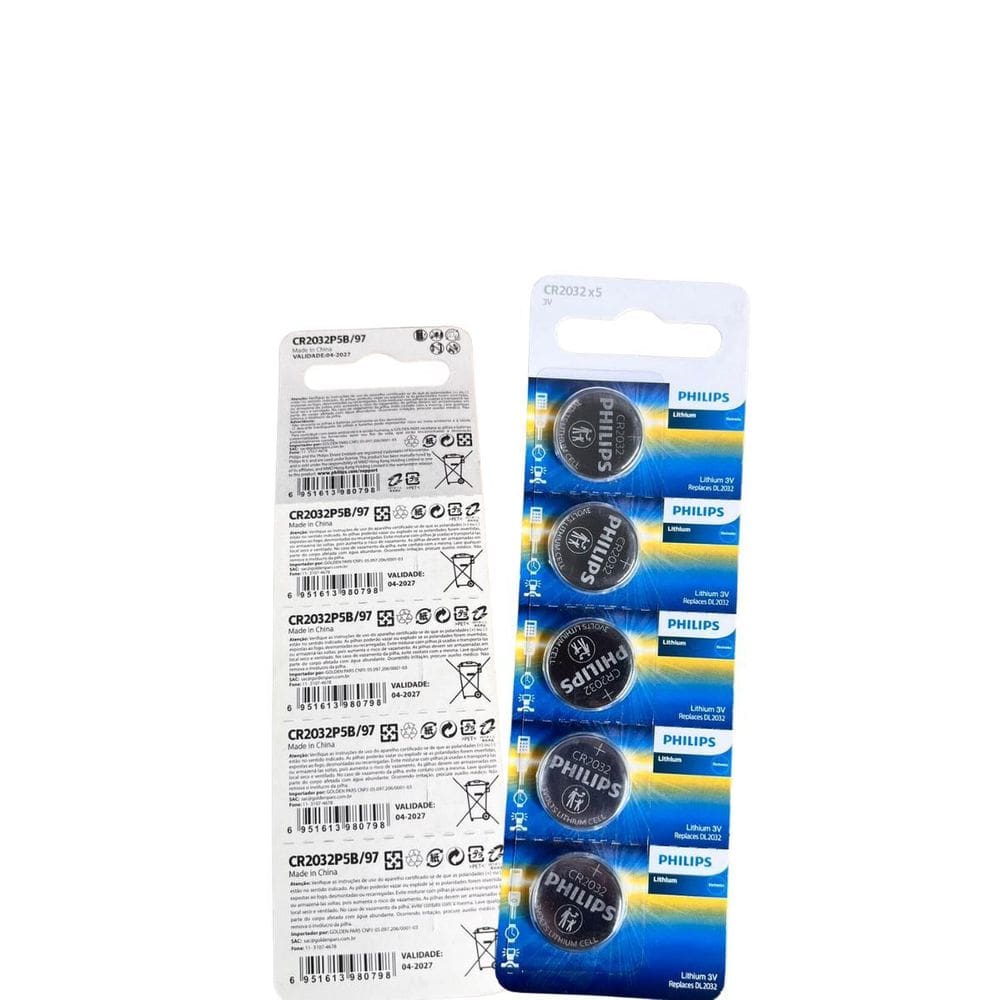 Bateria Philips Lítio Cr 2032 3V Cartela 5 Un Placa Mãe