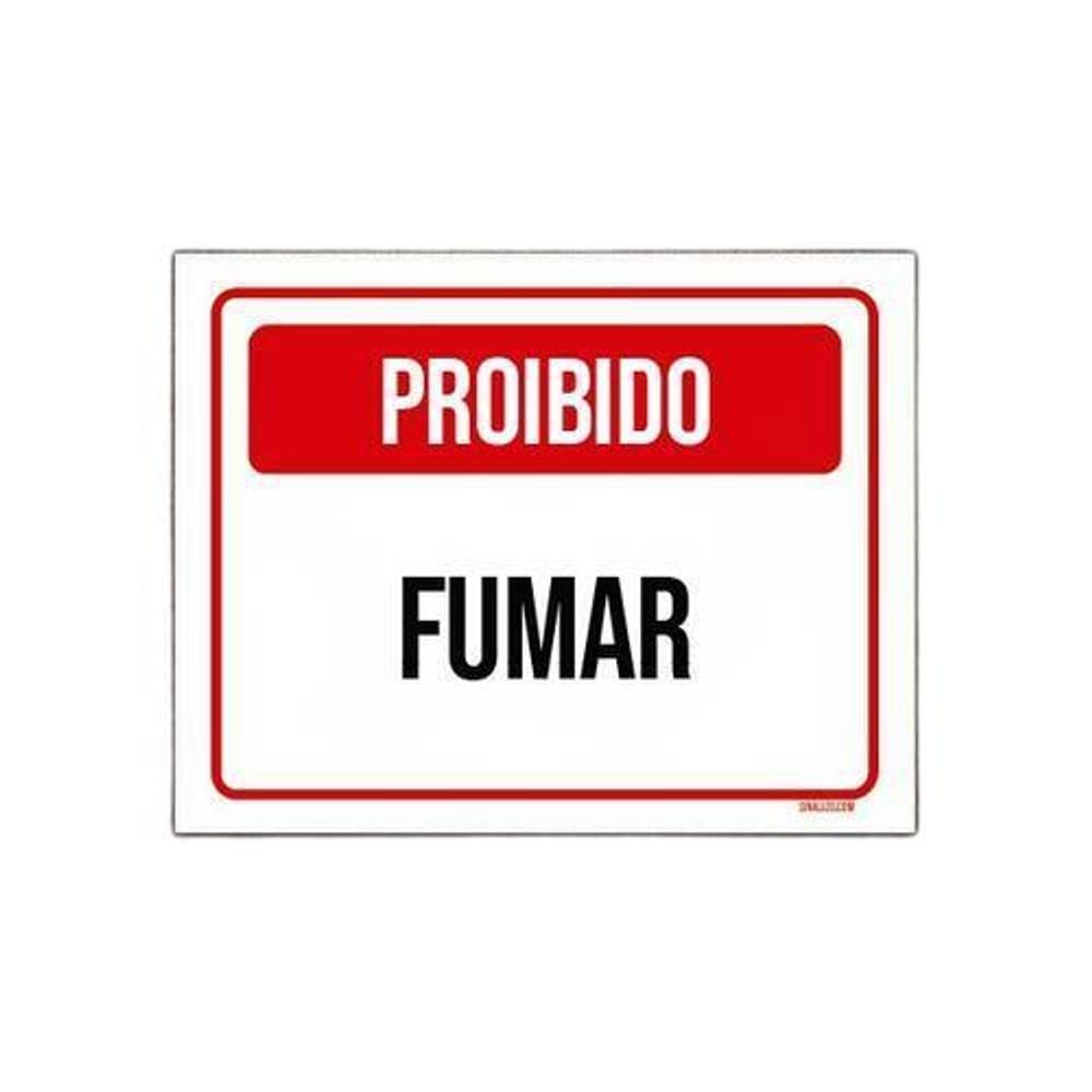 Kit 3 Placa Sinalização - Proibido Fumar Vermelho
