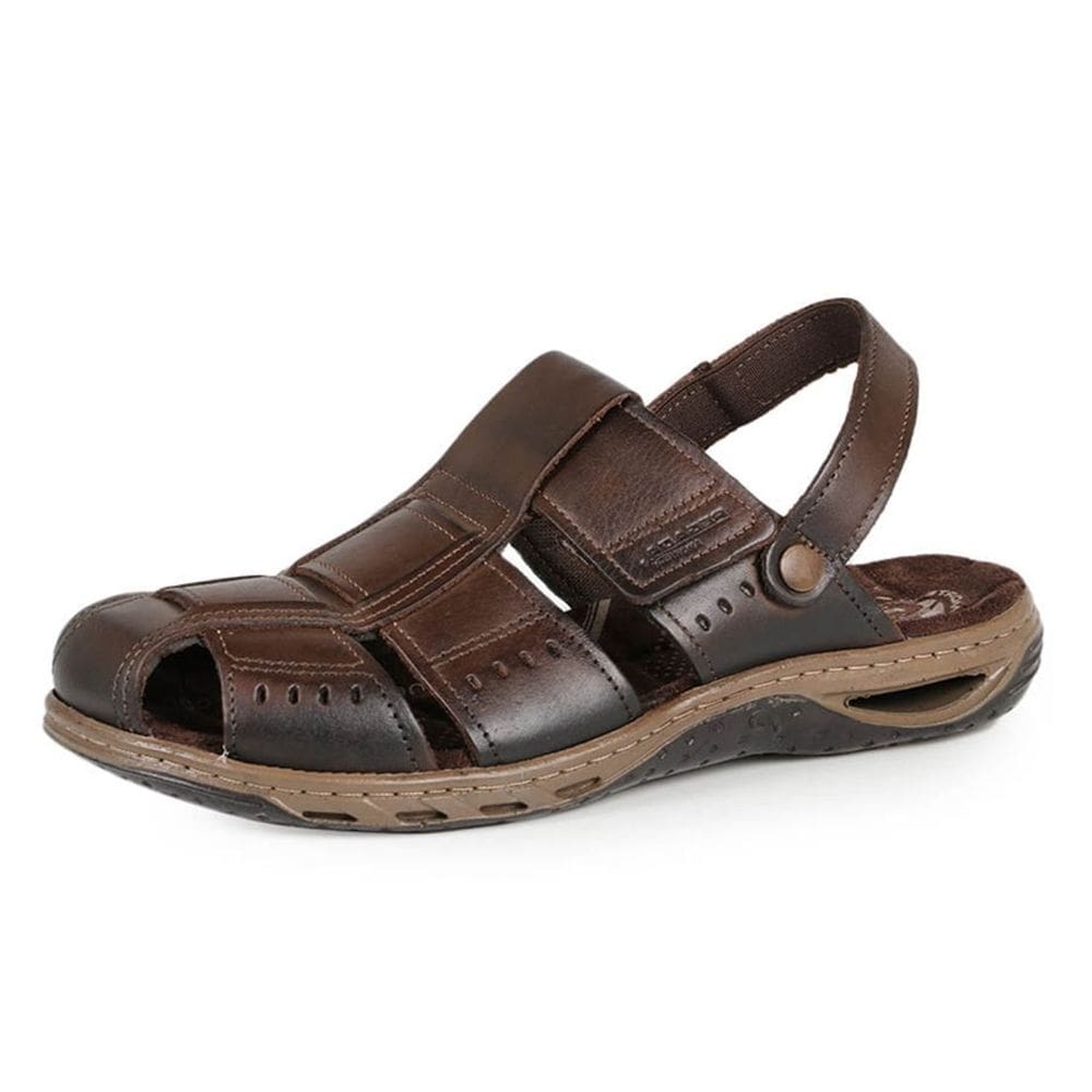 Sandália Masculina Conforto Tiras Couro Pegada