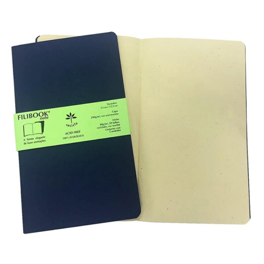 Caderneta Filibook Note 21X12,5Cm 30 Folhas Azul Marinho