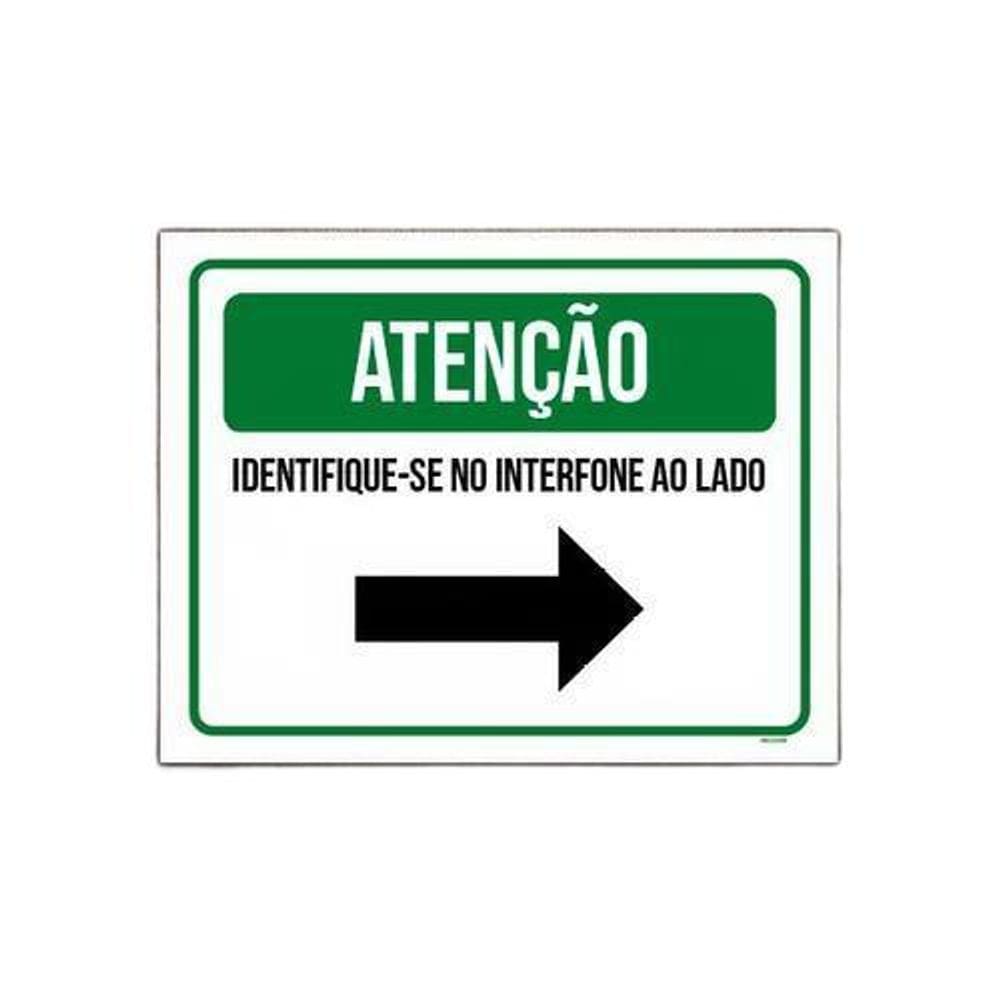 Placa Sinalização - Atenção Identifique-Se Interfone 27X35