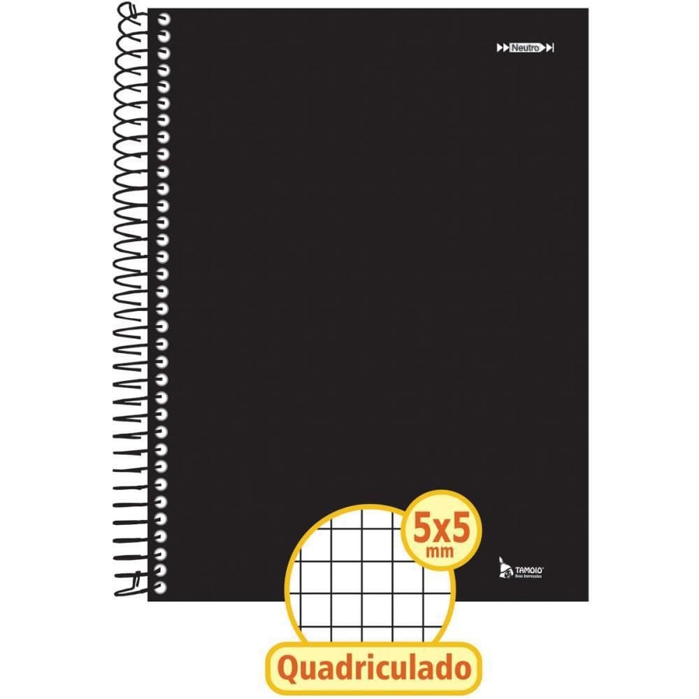 Caderno Quadriculado ers. 5X5Mm 96F Espiral Preto Cdcom04