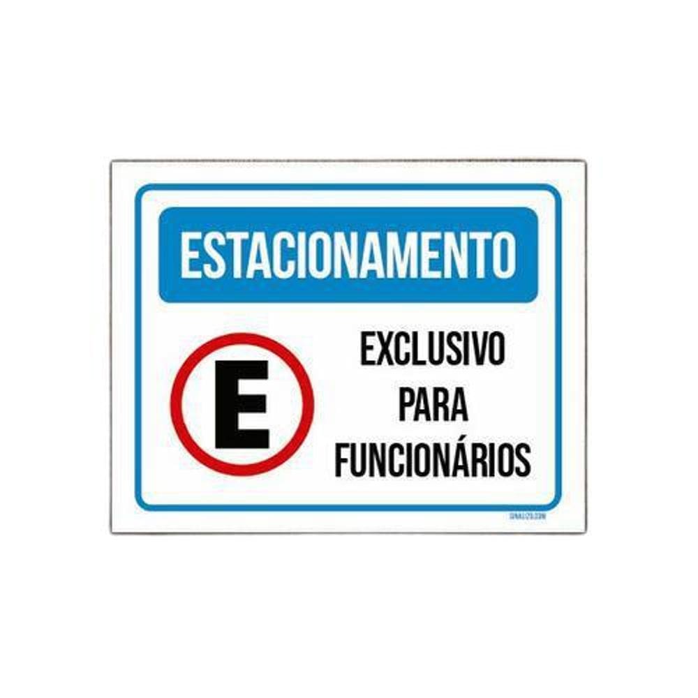 Placa Estacionamento Exclusivo Funcionários Nova 18x23cm 3un