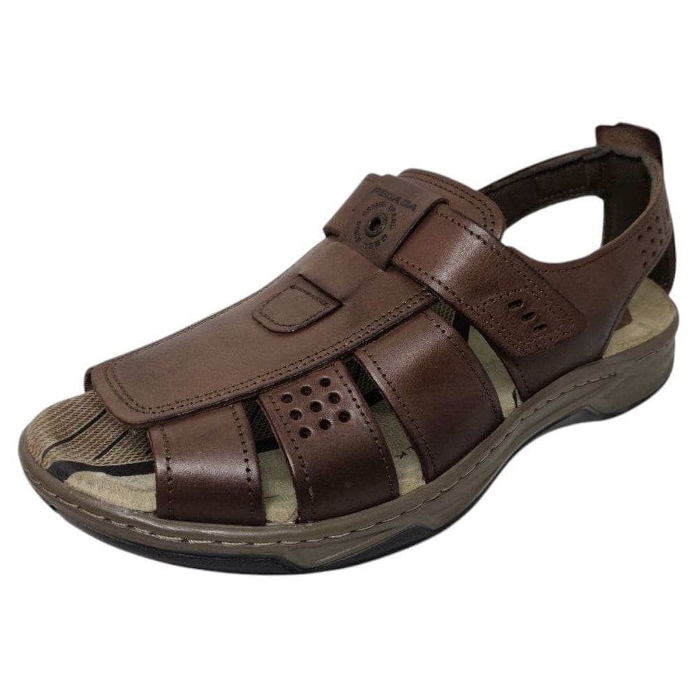 Sandália Masculina de Couro Leveza Conforto Casual Pegada