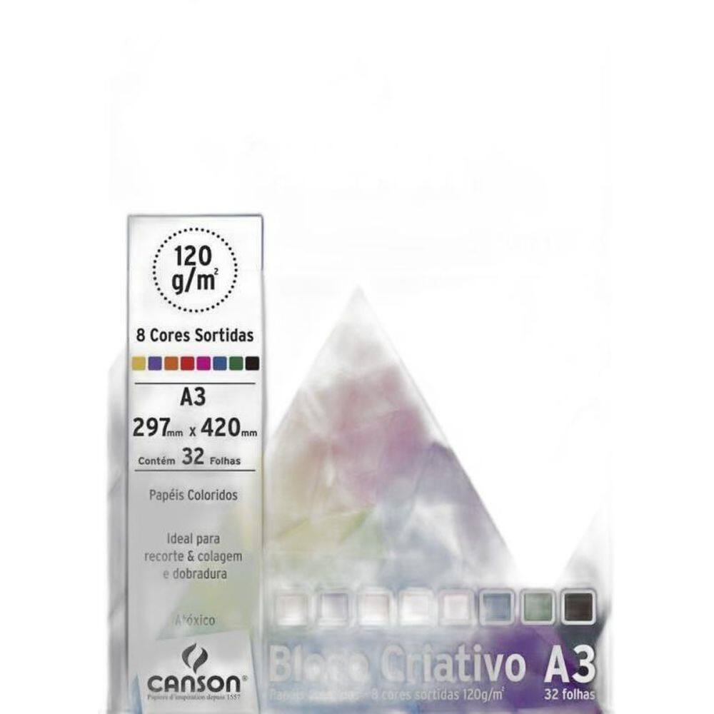 Bloco Criativo A3 120gr C/32fls 8 Cores - Canson