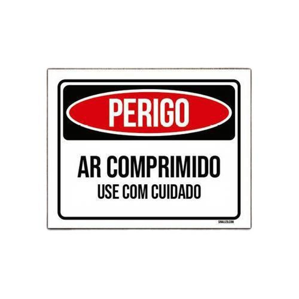 Kit 5 Placas Sinalização - Perigo Ar Comprimido Use Cuidado
