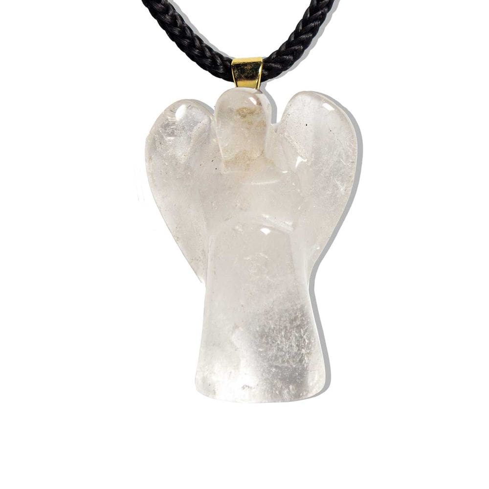 Colar De Anjo Dourado Pedra Semi Transparente Em Dourado