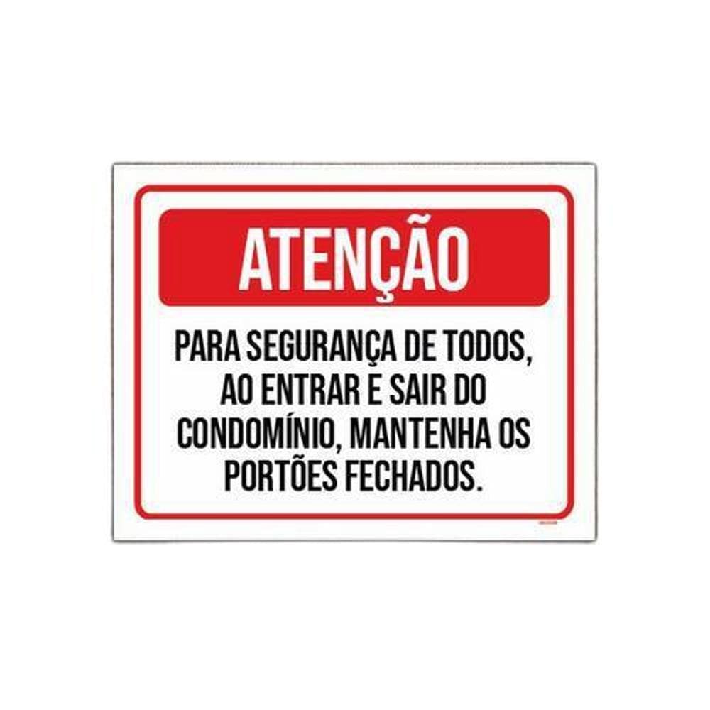 Placas Atenção Condomínio Portões 36x46cm