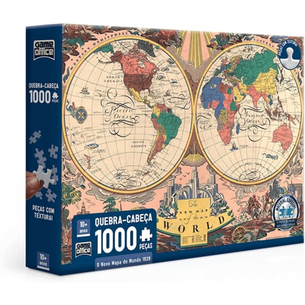 O Novo Mapa do Mundo: 1928 Quebra-cabeça 1000 peças -Toyster