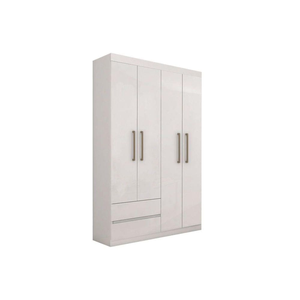 Guarda Roupa Solteiro 4 Portas 2 Gavetas Zeus Imbuia Naturale / Off-White Lopas