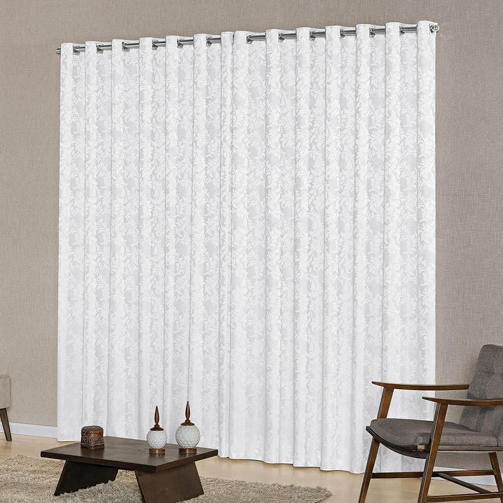 Cortina Janela 2,00M X 1,70M Jacquard Varão Simples Branco