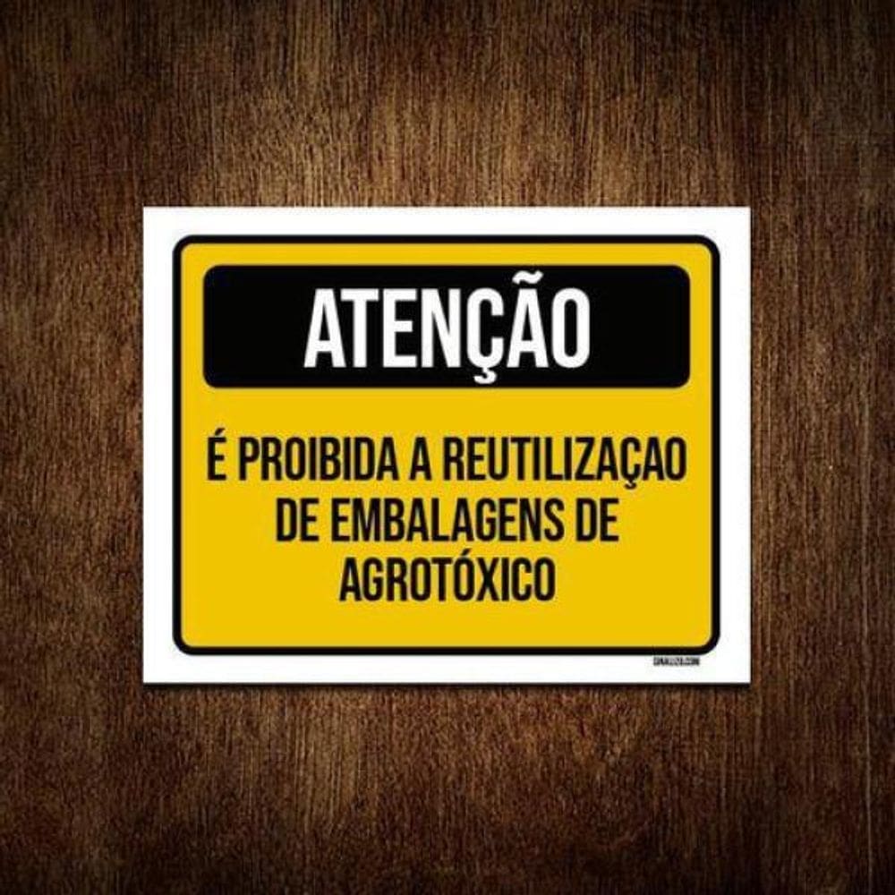 Kit 3 Placas Atenção Proibida Reutilização Embalagem
