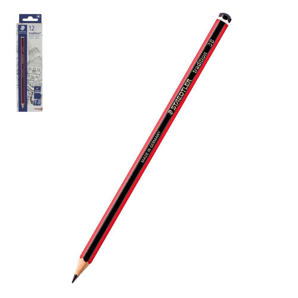 Lápis Preto 3B Staedtler Sextavado Tradition 12 Unidades