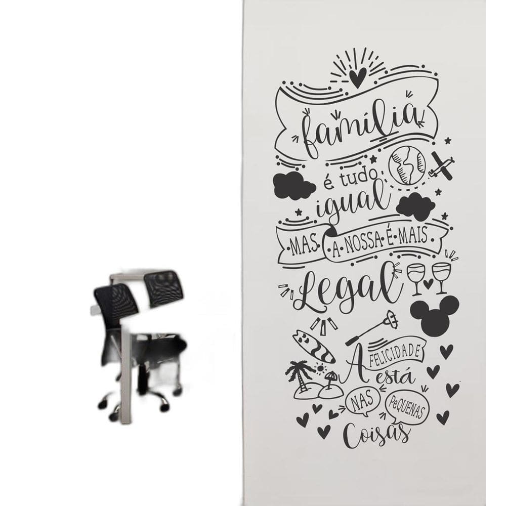 Adesivo Decorativo de Parede Família É Tudo Igual 100x47 cm