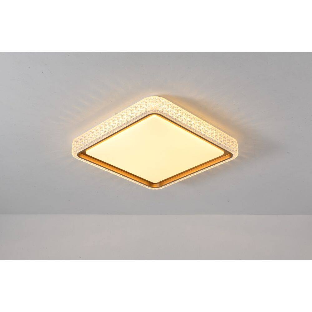 PLAFON QUEENSTOWN DOURADO MODERNO LED QUADRADO 50x50