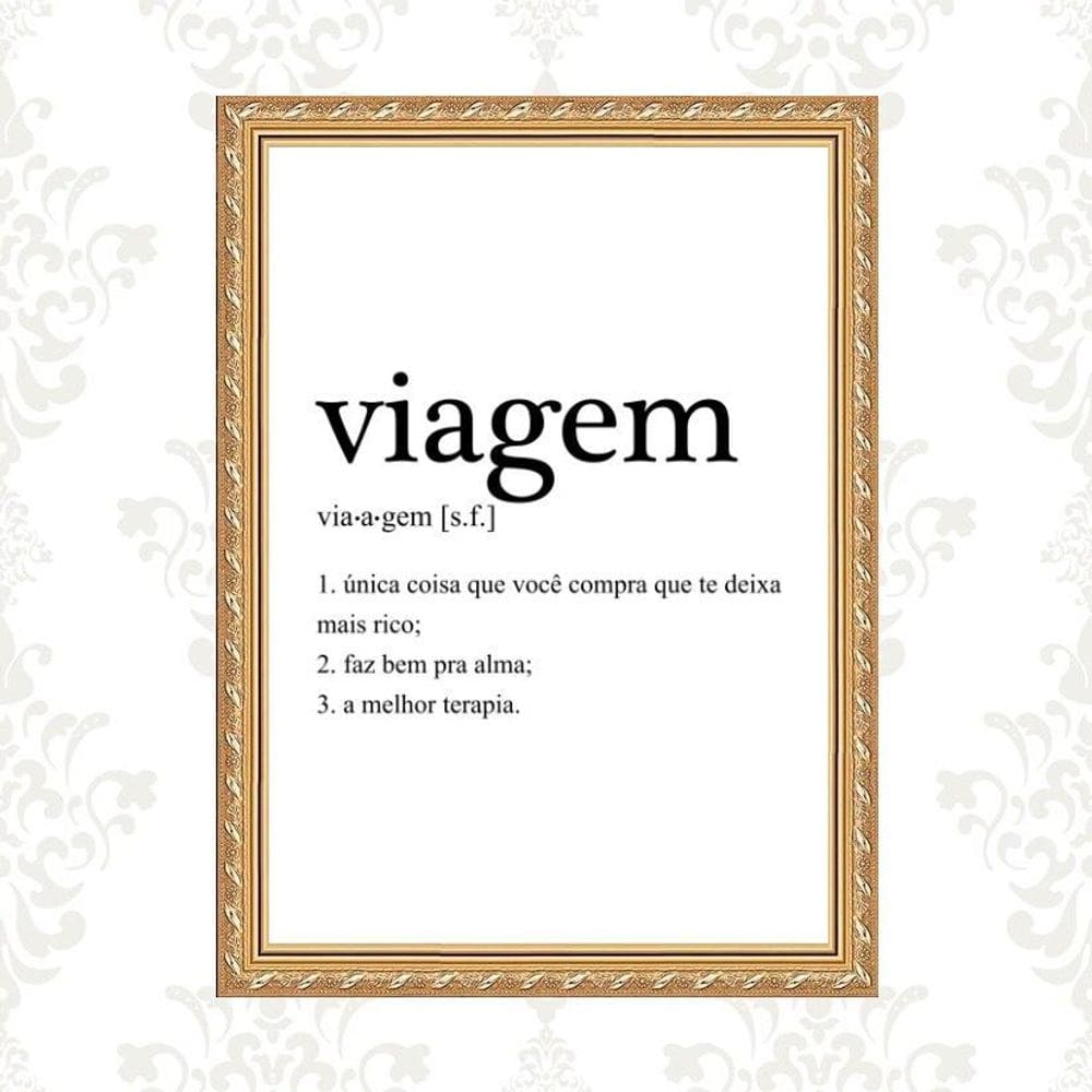 Quadro Moldura Dourada Viagem Significado 24X18Cm