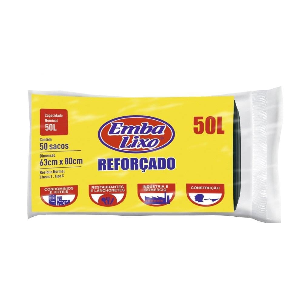 Saco para Lixo Embalixo Rolo Profissional Reforçado 50 Litros - Embalagem com 50 Unidades