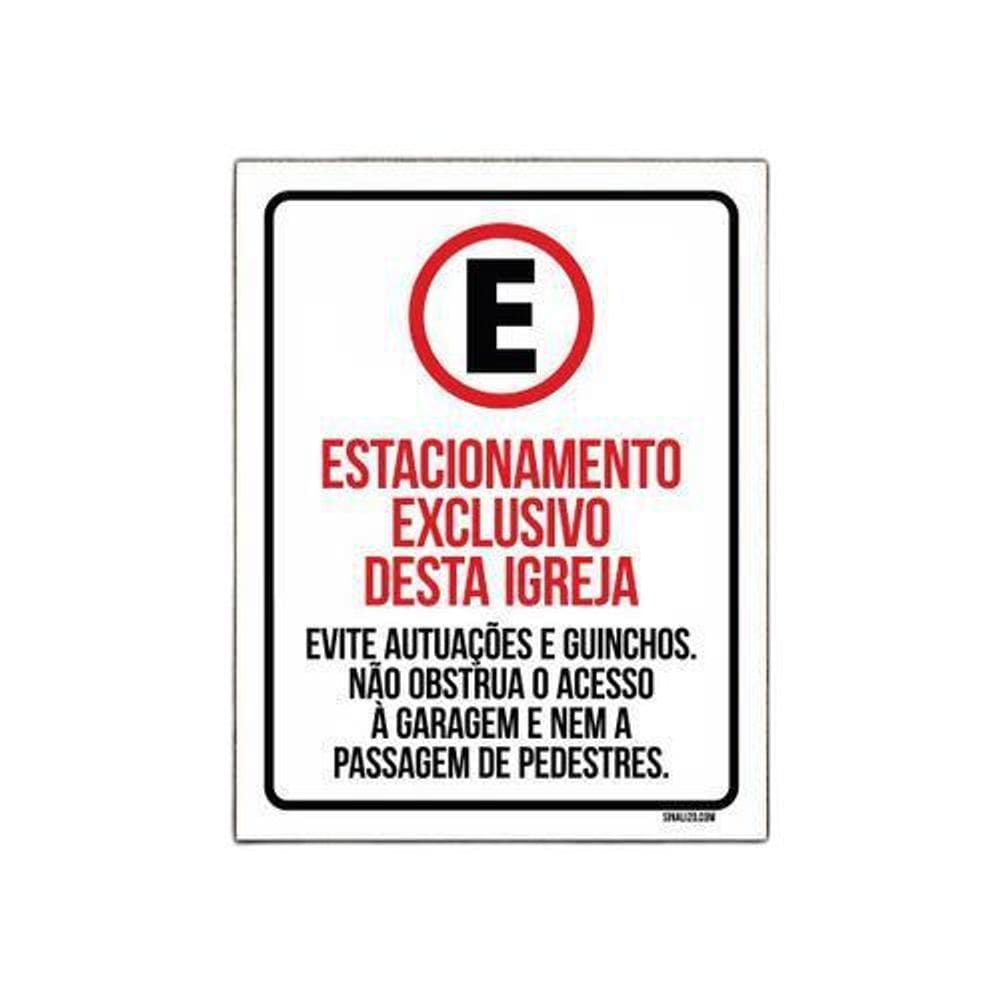 Kit 10 Placas - Estacionamento Exclusivo Igreja