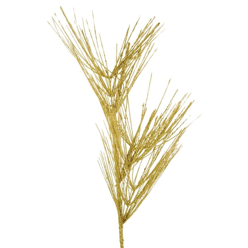 Galho Decorativo Natal Espetos Luxo Glitter Dourado 40cm - Bela Flor