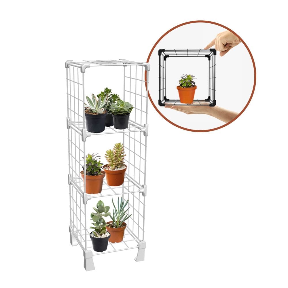 Prateleira Suporte para Vasos Suculentas 3 Nichos com 20cm Decoração de Casa Varanda