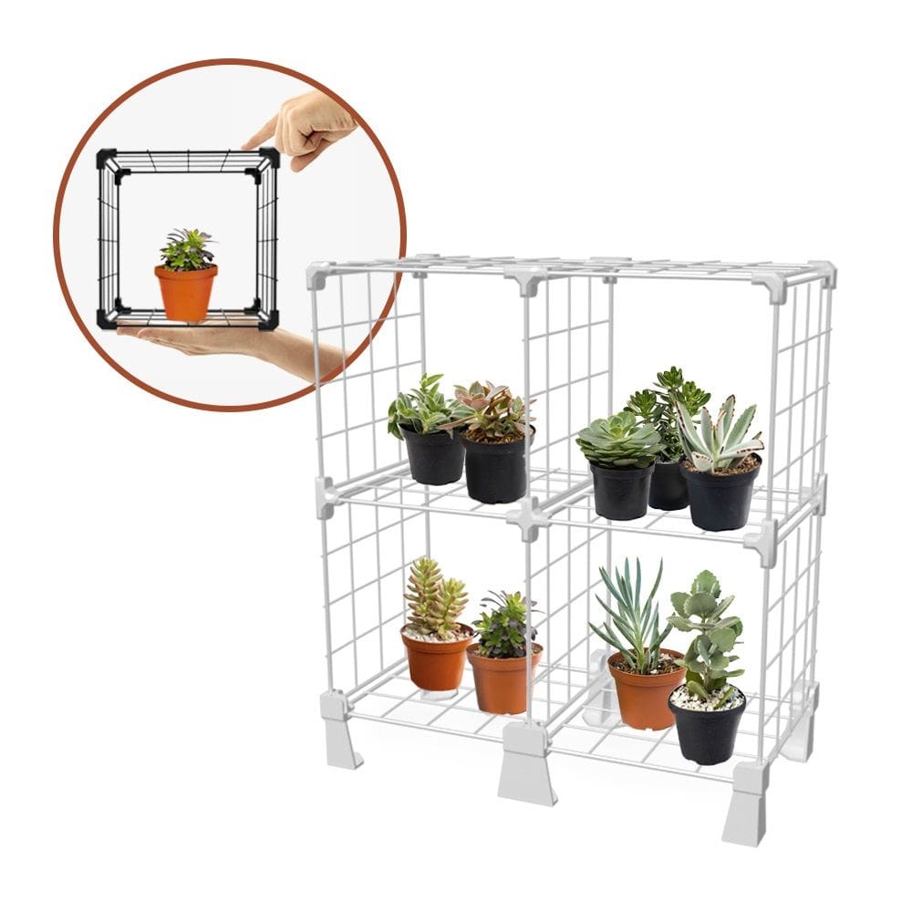 Prateleira Decorativa 4 Nichos para Vasos Flores Suculentas Mini Estante de Aço Aramado para Casa