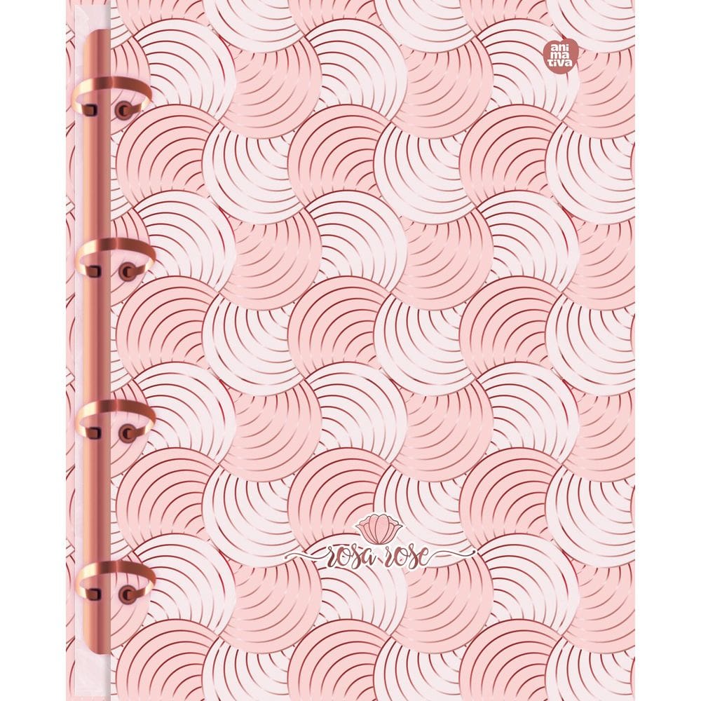 Caderno Argolado Cartonado Colegial Rosa Rose 160 Folhas Com Divisórias Animativa 8222