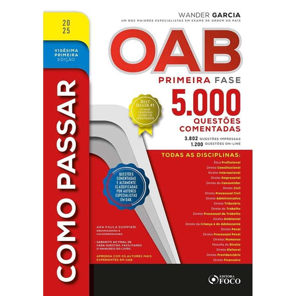 Como Passar na OAB - 1ª Fase - 5.000 Questões Comentadas - 21ª Ed - 2025 (0412)