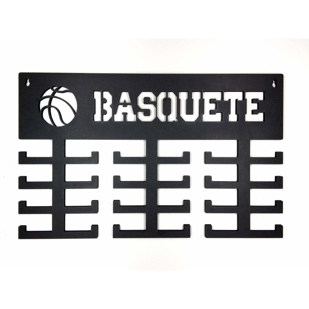 Expositor Porta Medalhas Basquete Com 24 Suportes Preto