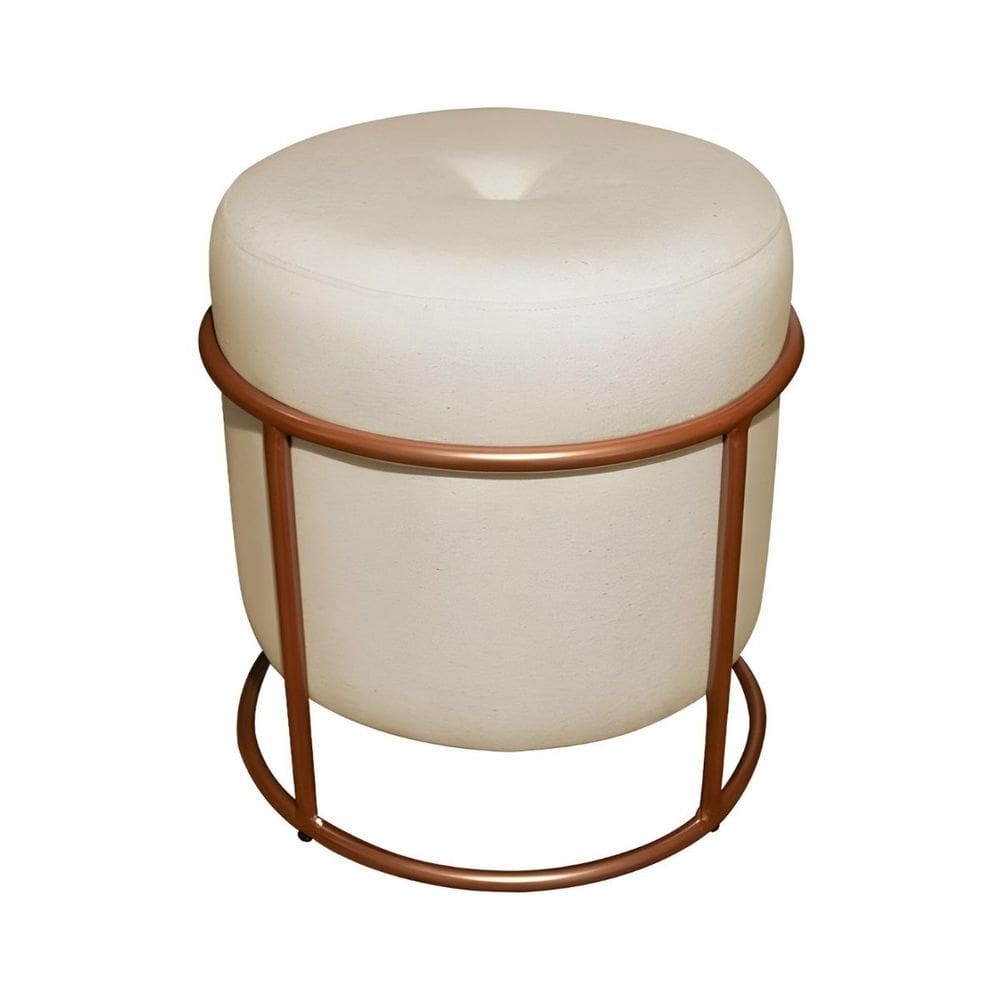Puff Decorativo Redondo Para Sala Argola Ian Bege