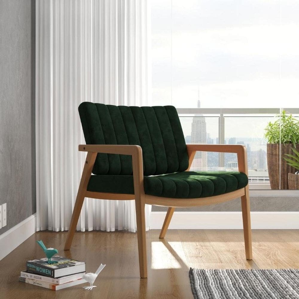 Poltrona Uxuá Desmontada 237 Veludo Verde