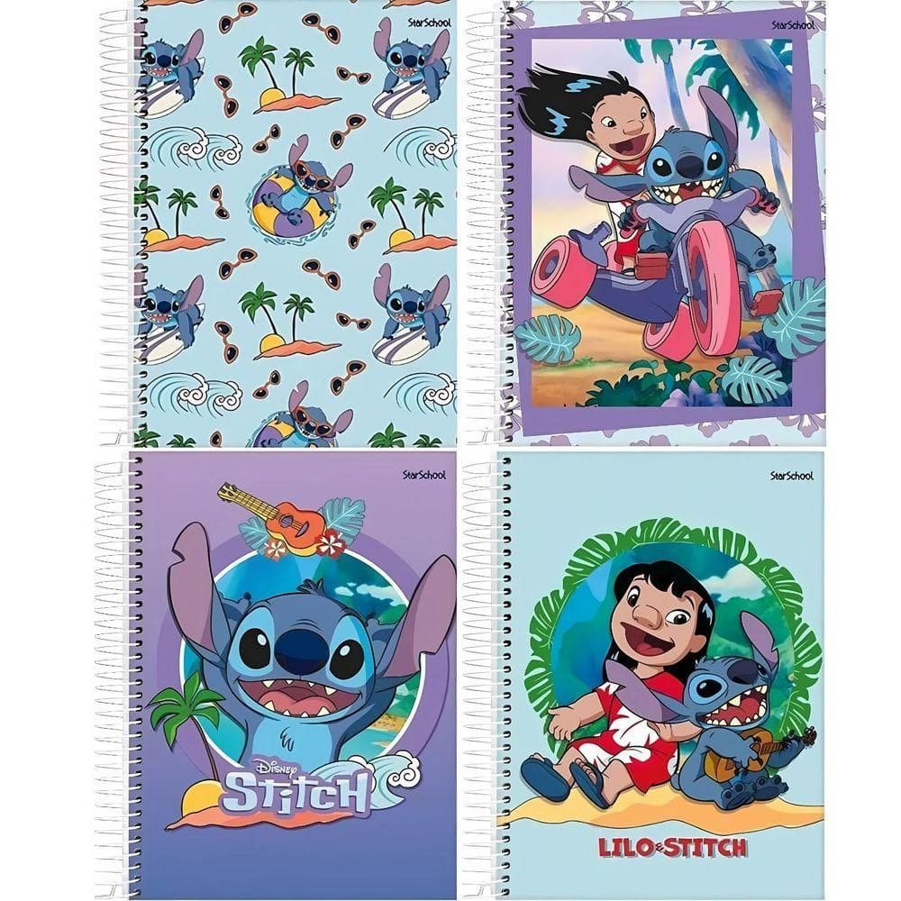 Caderno Espiral Capa Dura 12x1- 192 Folhas - Lilo & Stitch - Starschool