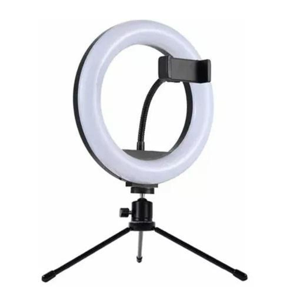 Ring Light Mesa Iluminador Led Tripé 8 Polegadas Suporte Cel