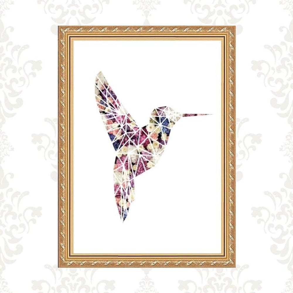 Quadro Moldura Dourada Beija-Flor 33X24Cm