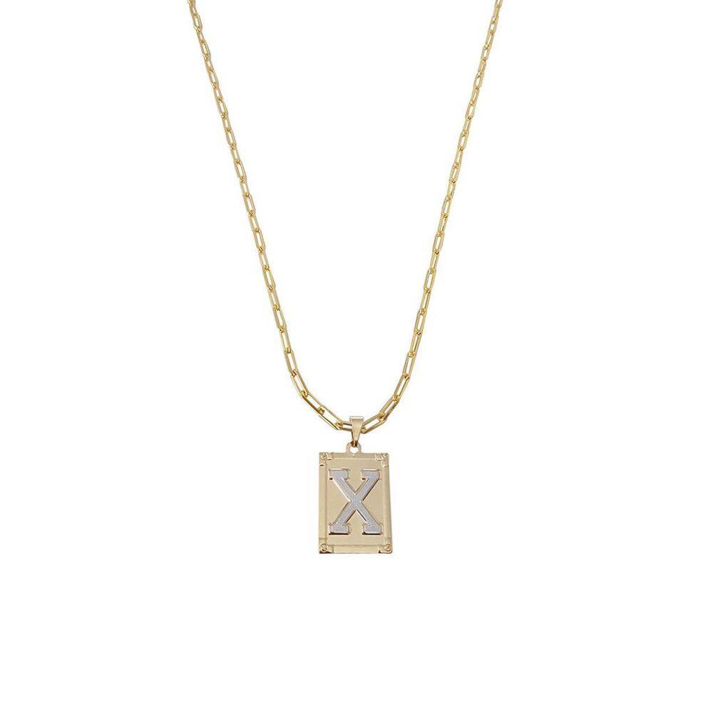 Cordão 50Cm Masculino Feminino Pingente Letra X Banhado Ouro