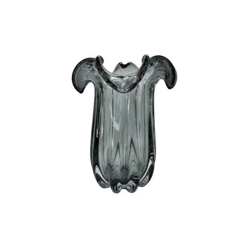 Vaso De Vidro Murano Veneza 16X16X16Cm - Jolitex - Cinza