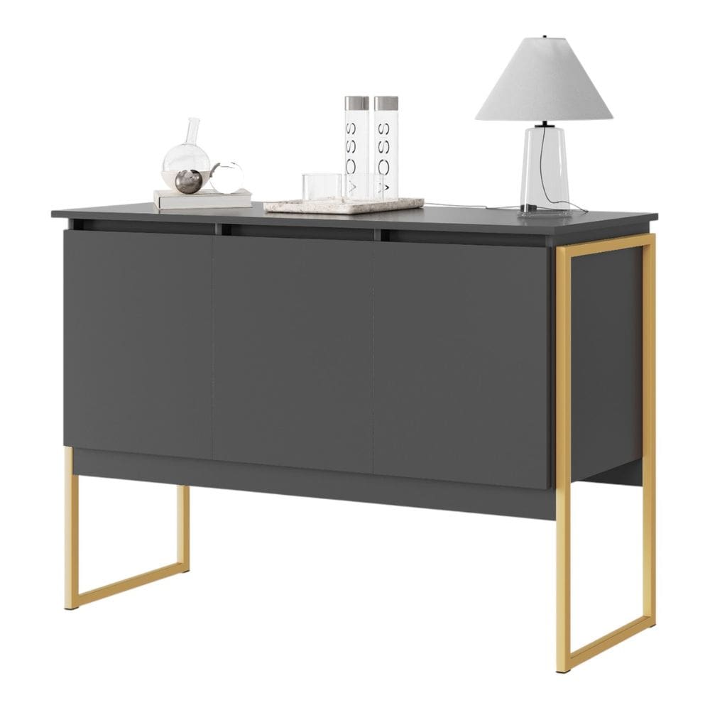 Buffet Classico 3 Portas Preto Dourado