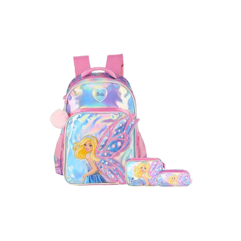 Kit Mochila Costas+Estojos Box E Triplo Barbie - Rosa