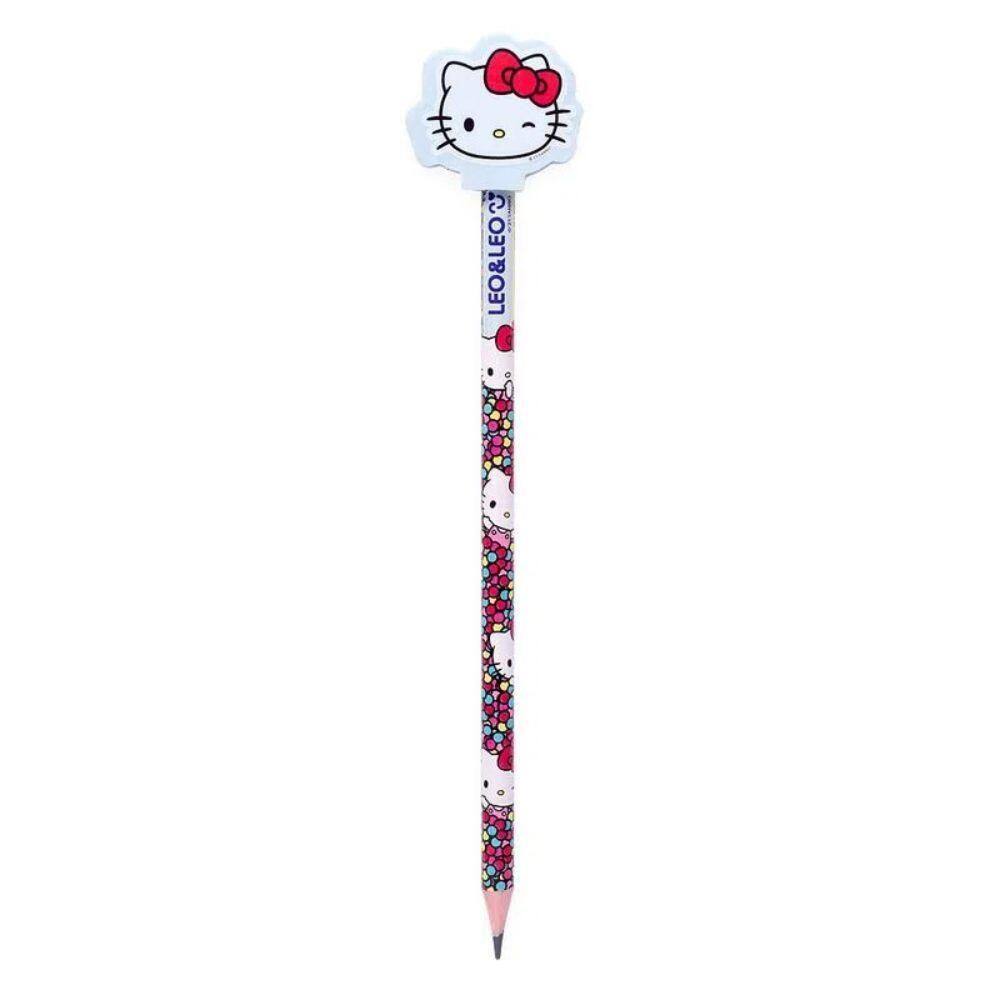 Lápis Hb Com Borracha Na Ponta Hello Kitty Leo&leo Azul Claro
