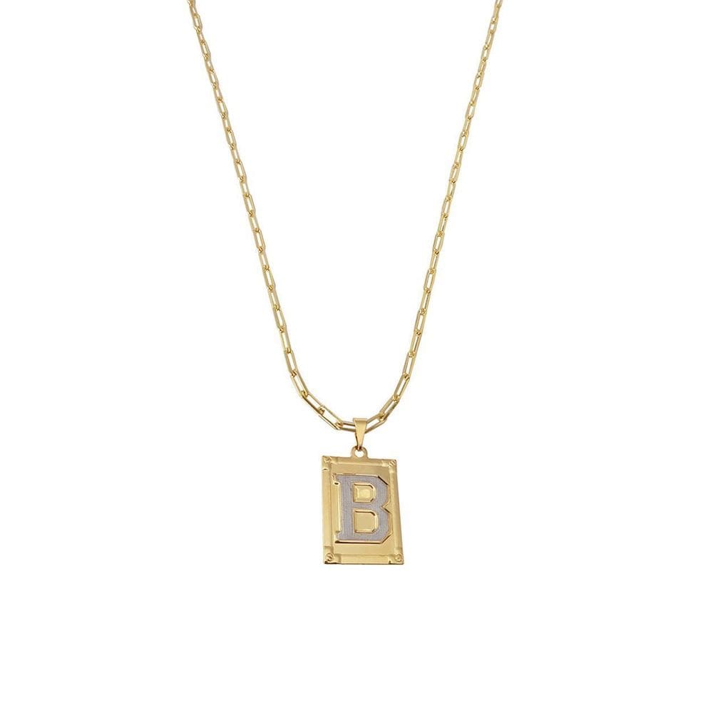 Cordão 50Cm Masculino Feminino Pingente Letra B Banhado Ouro