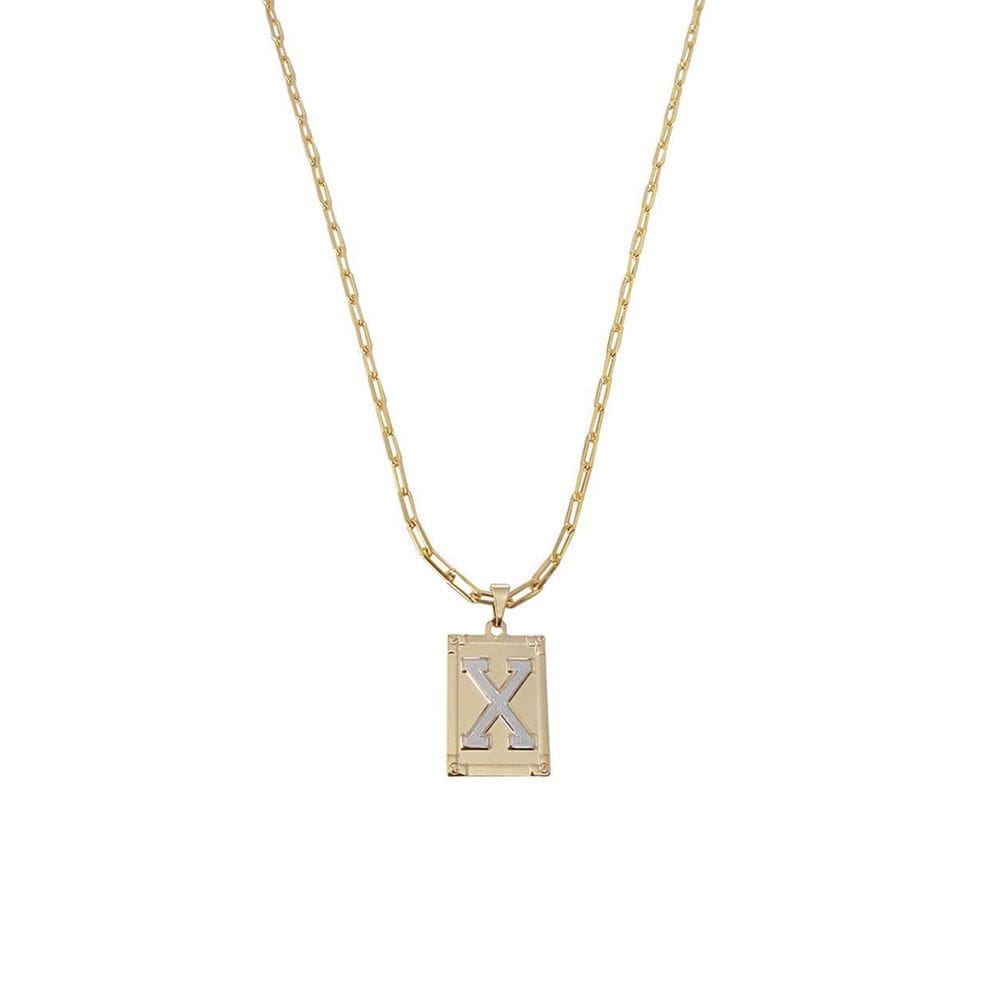 Cordão 60Cm Masculino Feminino Pingente Letra X Banhado Ouro