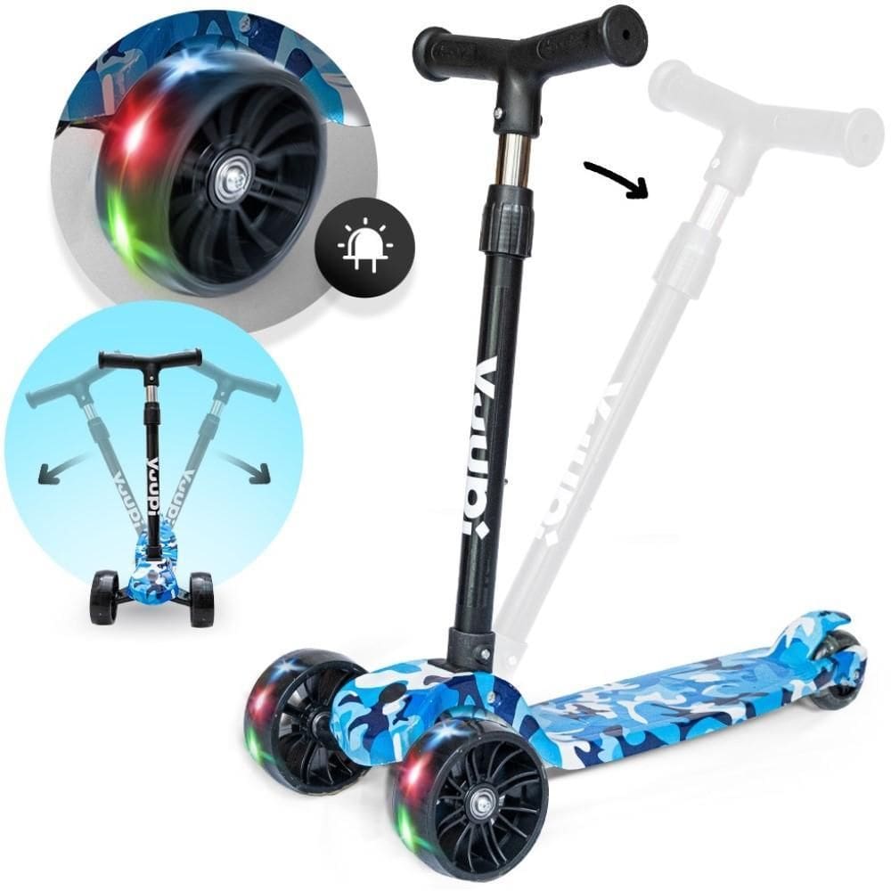 Patinete Infantil Dobrável Com Rodas Flash Azul Yuupi