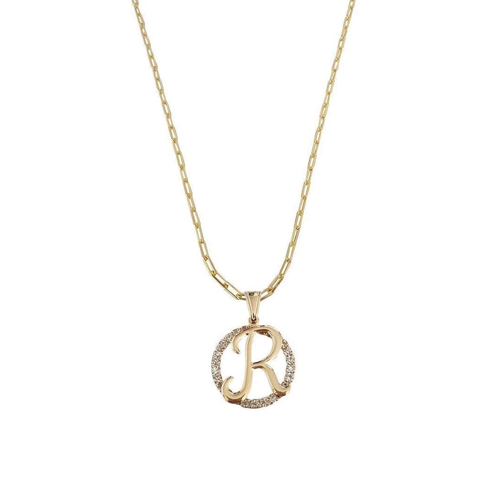 Colar Corrente 50 Cm Feminina Pingente Letra R Banhado Ouro