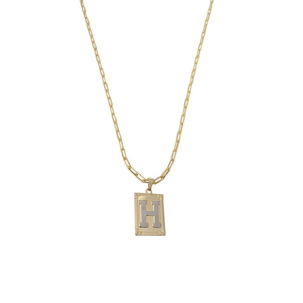 Cordão 60Cm Masculino Feminino Pingente Letra H Banhado Ouro