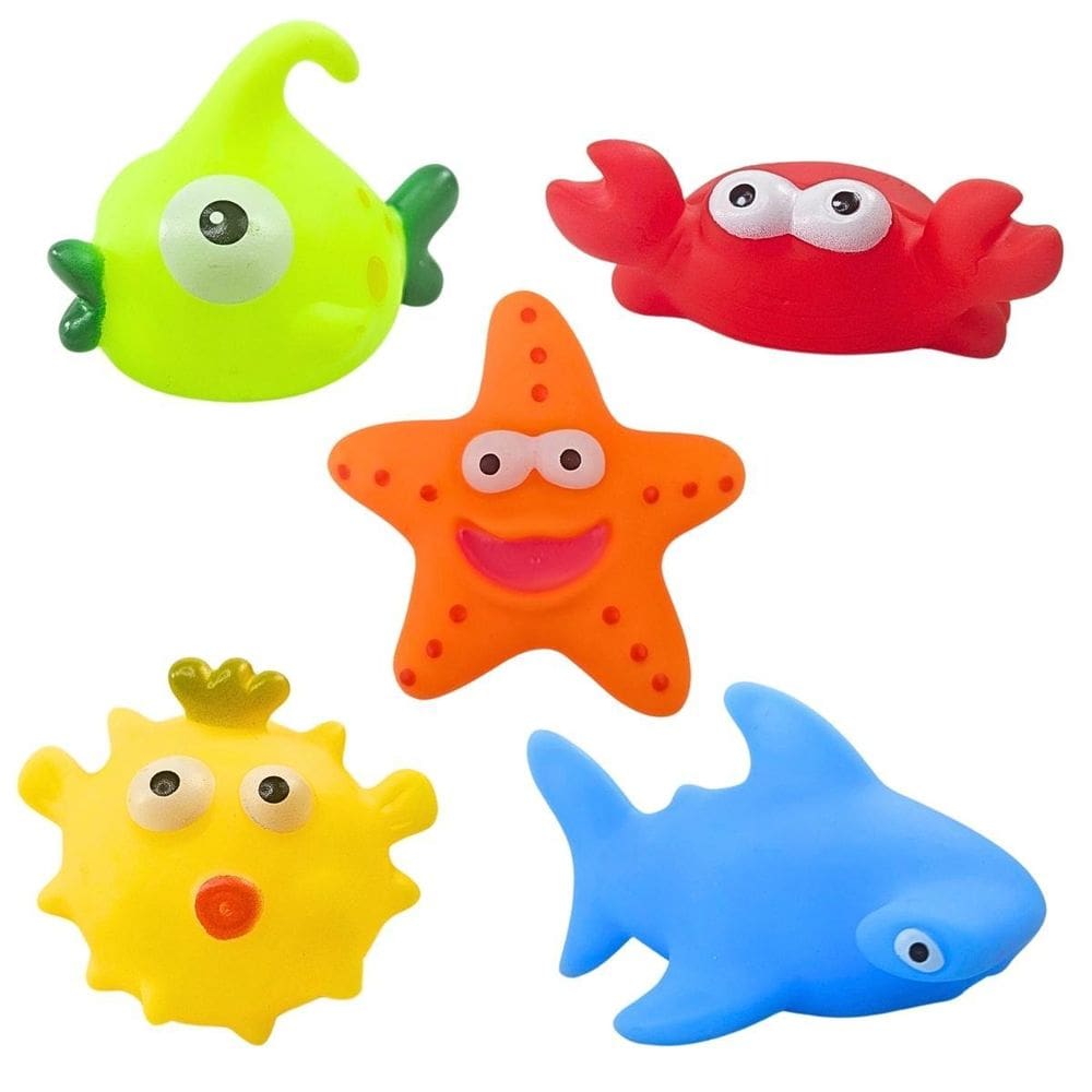 Pack 5 Bichinhos Brinquedos Banho Animais Marinhos - Castela