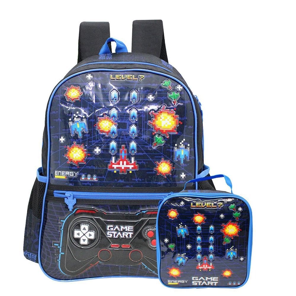 Mochila Vídeo Game Start Alças + Lancheira Térmica Clio